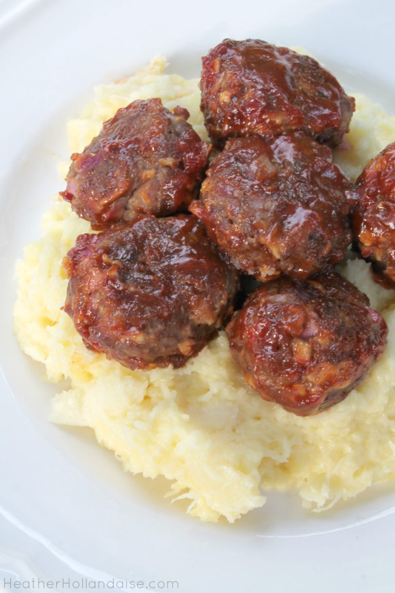 BBQ Meatloaf Meatballs and Parsnip Puree