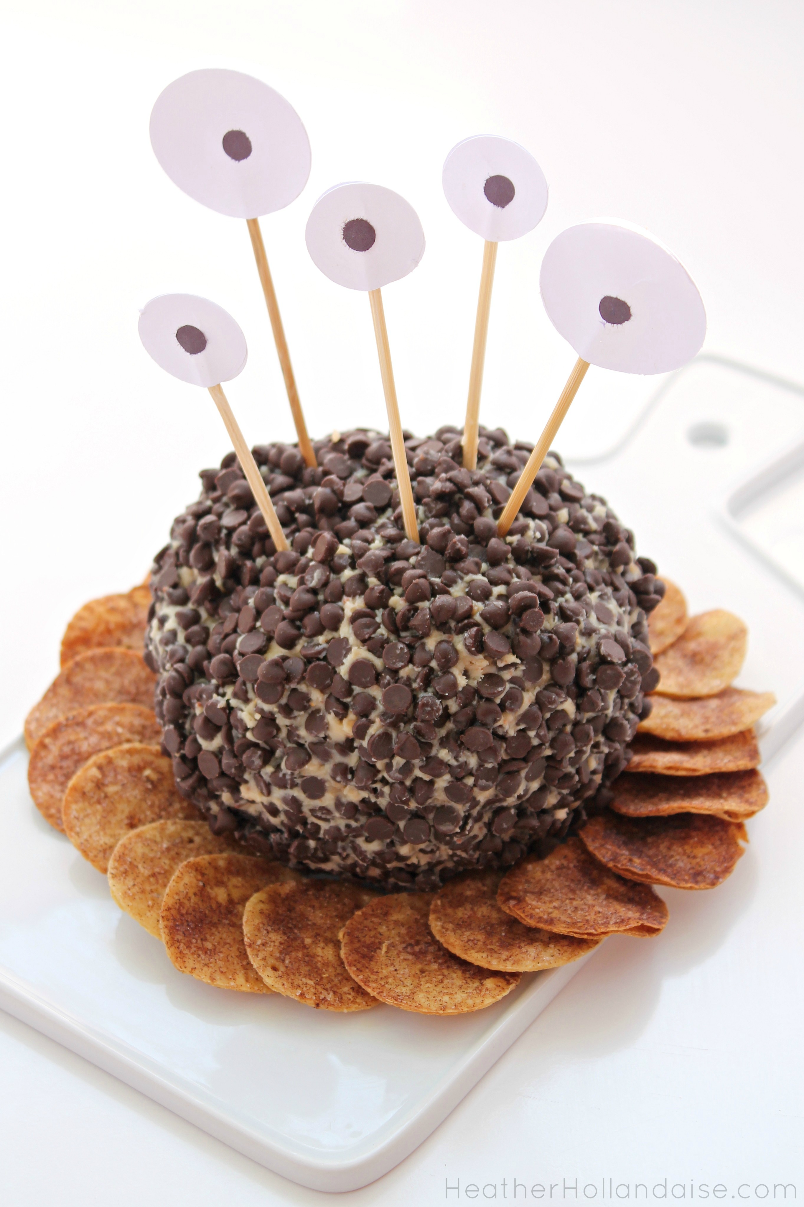 Peanut Butter Crunch Monster Cheeseball with Gluten Free Cinnamon Crisps