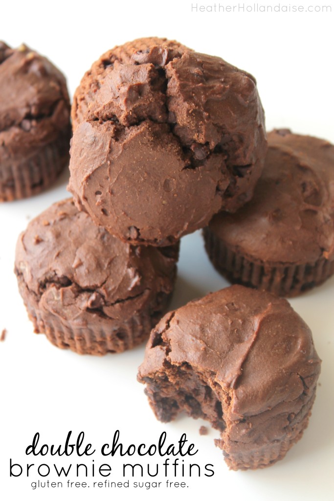 Double Chocolate Brownie Muffins - Gluten free, refined sugar free